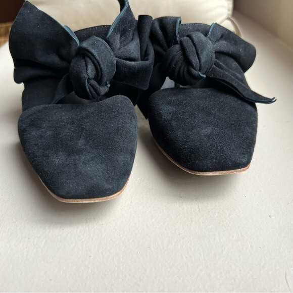 Jeffrey Campbell Black Suede Mule Slip On Shoes w/ Bow & Block Heel Women’s 8 - Picture 9 of 16